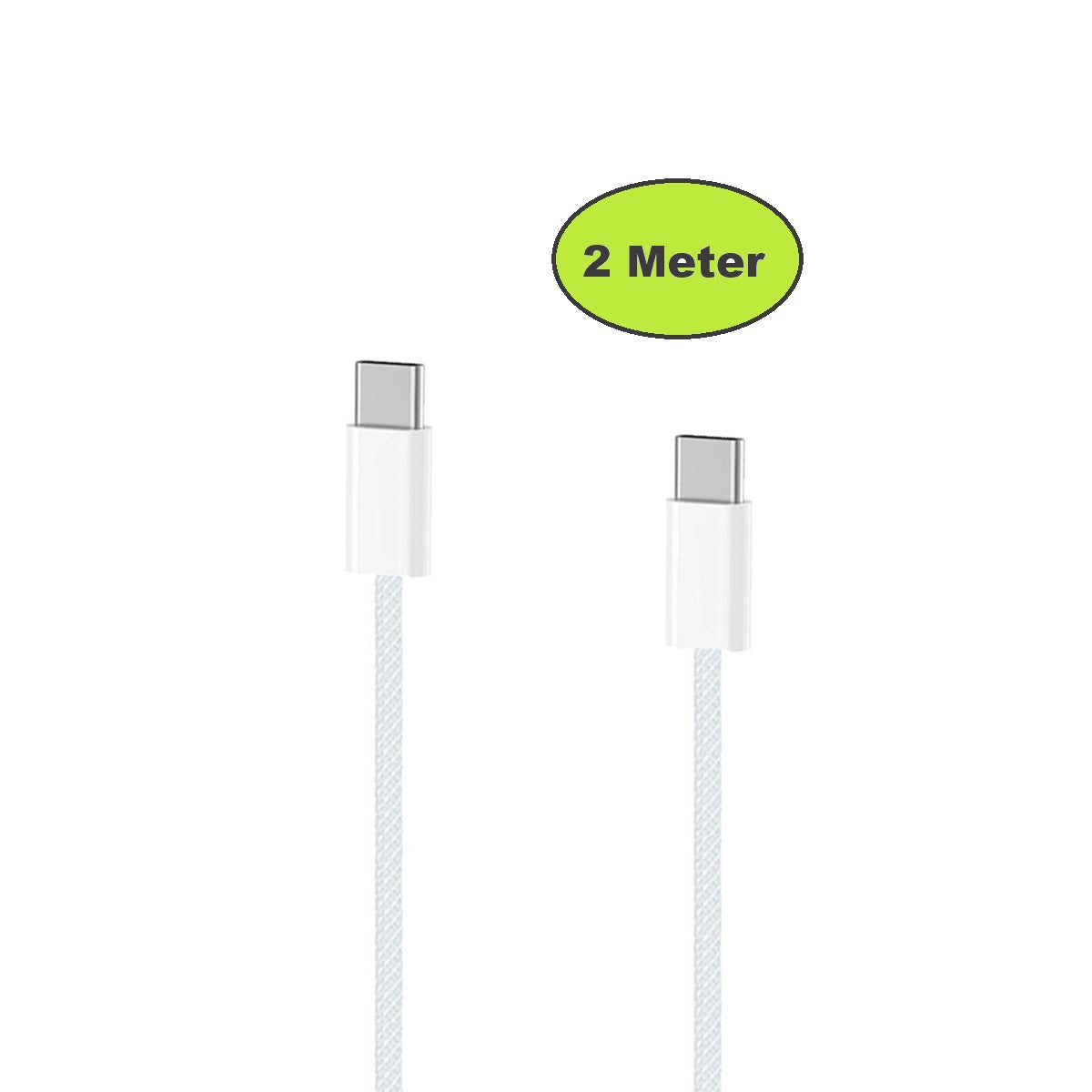 Ladeset [USB-C auf USB-C] inkl. 25 watt adapter, weiß, 2 Meter Kabel -Gewebt-