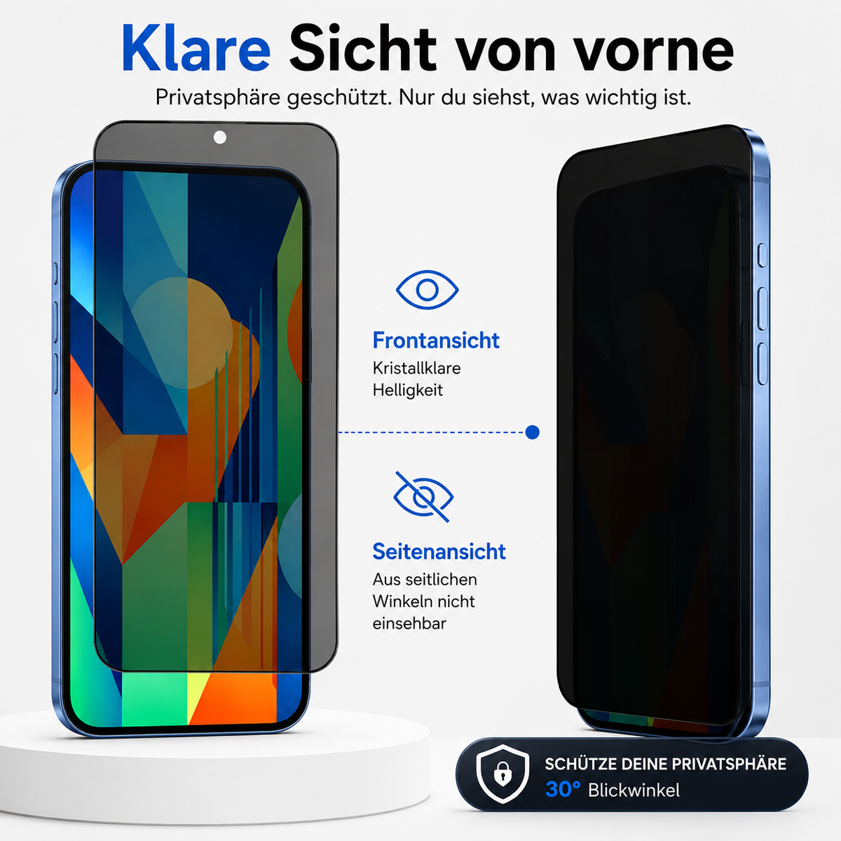 2 x Privacy Schutzglas 9H für iPhone