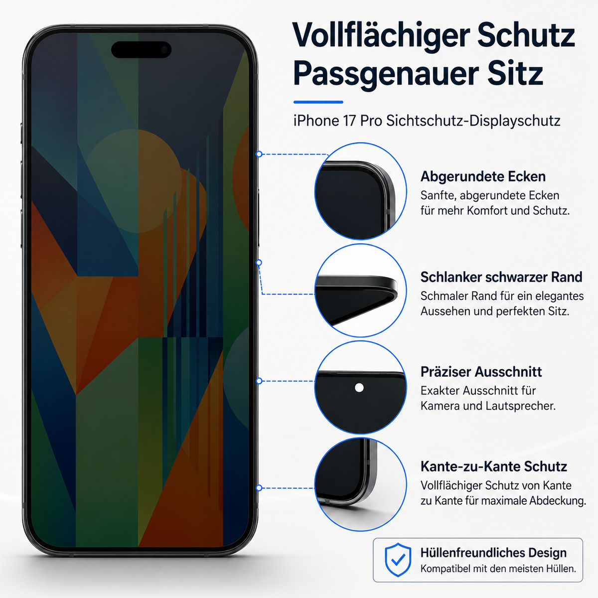 2 x Privacy Schutzglas 9H für iPhone