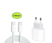 Ladeset [USB-C auf USB-C] inkl. 25 watt adapter, weiß, 2 Meter Kabel -Gewebt-