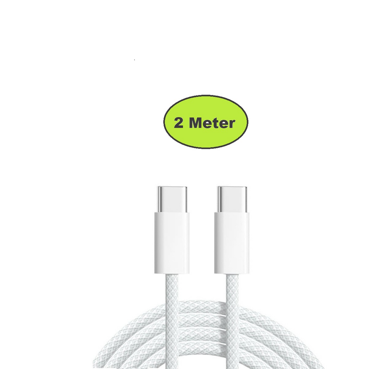 Ladeset [USB-C auf USB-C] inkl. 25 watt adapter, weiß, 2 Meter Kabel -Gewebt-