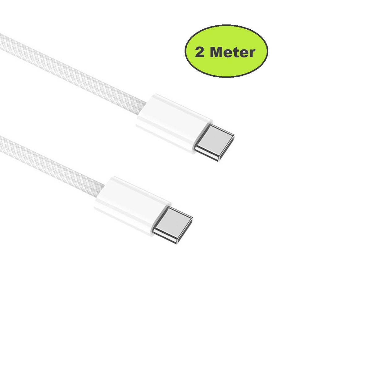 Ladeset [USB-C auf USB-C] inkl. 25 watt adapter, weiß, 2 Meter Kabel -Gewebt-