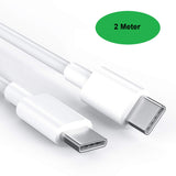 2 Meter Ladekabel USB-C auf USB-C passt für Galaxy S8 S9 S10 S20 S21 S22 S23 Ultra Plus [Weiß]